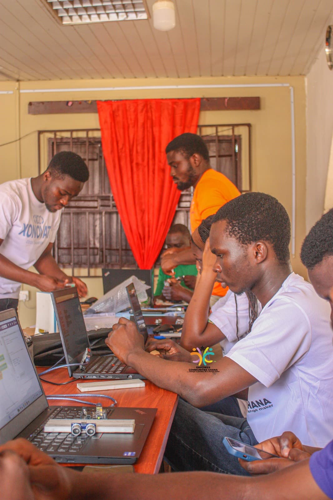 Students learning technology